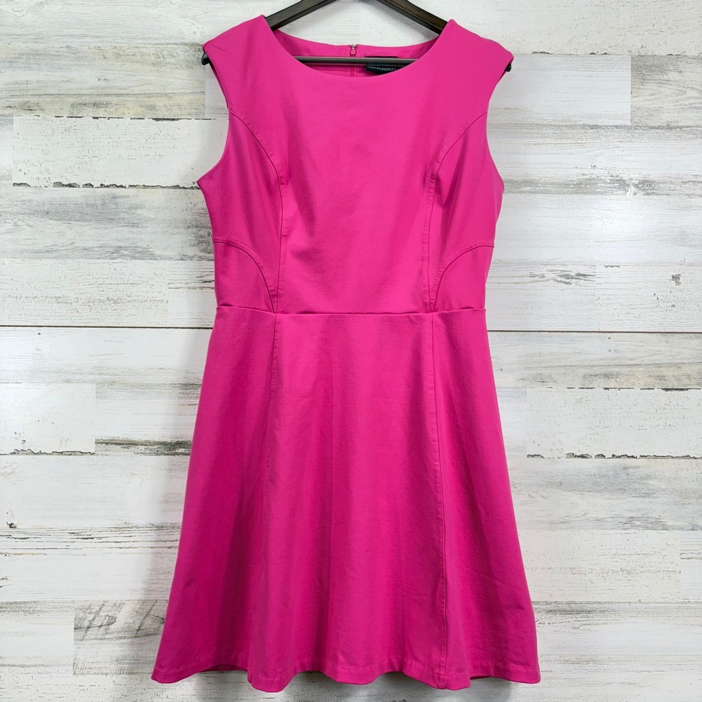 Cynthia Rowley Hot Pink Sleeveless Fit Flare Knee Length Stretchy Dress Women L‎